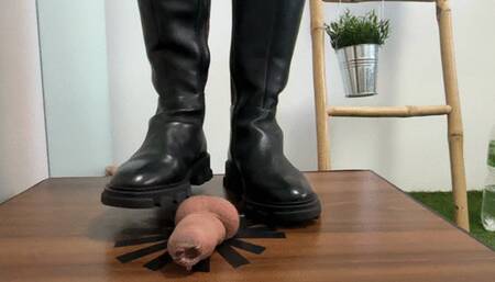 Michael Kors Ridley Leather and Logo Jacquard Knee Bootjob slave view