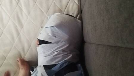 Foot smelling at the end of the bed (From above)