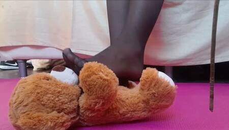 Foot Massage on my Teddy bear - BLACK PANTYHOSE