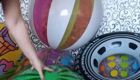 watermeloon beachball riding in lingerie