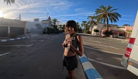 Two Latinas Walking and Masturbating around Town