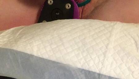 Big dildo, clamps, and tongue toy