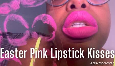 Easter Pink Lipstick Kisses - close up plexiglass kisses Royal Ro hd mp4 1080p