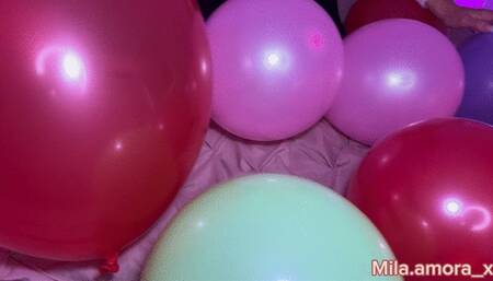 Easter bunny pops over for balloon orgasm 4K