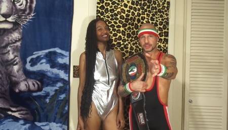 BIG BREAST EBONY VS THE PORN STAR CHAMPION IN FULL NELSON WRESTLING HOLD CHALLENGE MATCH