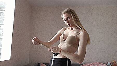 Sexy plunger Blondie's belly vacuum! MP4