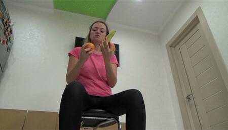 Bananas, tomatoes and oranges, crushed