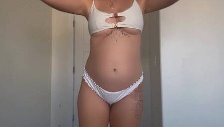 Showing off my 20 week pregnant belly