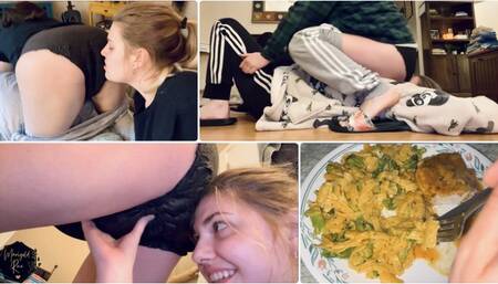 Eating Dinner Causes Stinky and Wet Farts in her Diaper!