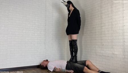 Trample My pathetic loser in My sexy heeled over the knee boots