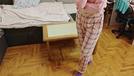 Step-Daddy shaves my pussy with a shaving machine peeing shower bathroom