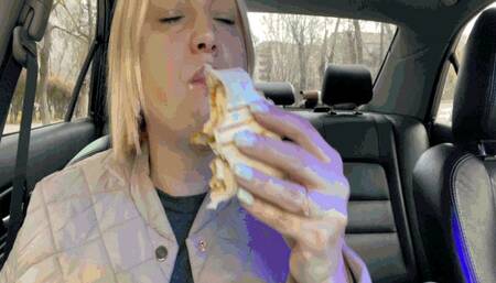 Jannette stuffs her belly