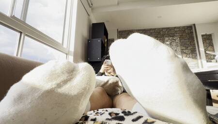 Eww pervert you get so hard when i take my socks off