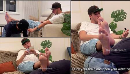 Making the slave sniff pop and emptying his wallet