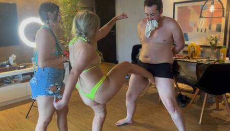 Hot Ballbusting by Two Young and Beautiful Girls !