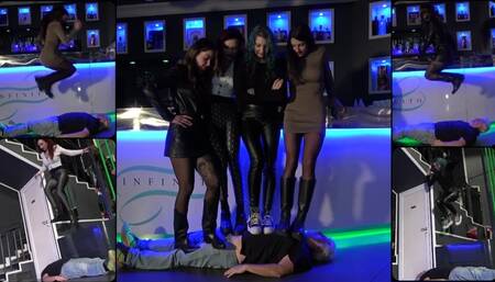 NINA MOROVIC - Four Mistresses Femdom party (EPISODE 2) - BRUTAL trampling and jumping (EXTREME CLIP!)