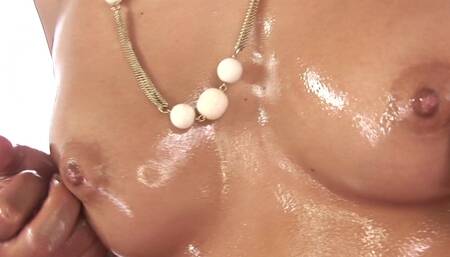 Japanese stunner gets oiled and pampered with