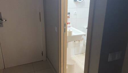 Step-son spying step-mom pee in the toilet