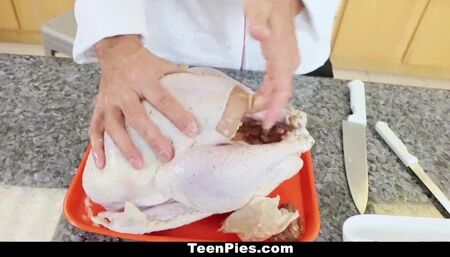TeenPies - Tiny Teen Creampied by Chef on Thanskgiving