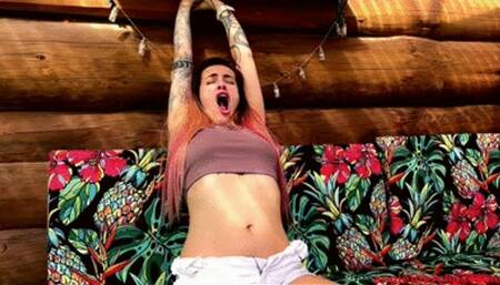 Stretching mouth and belly