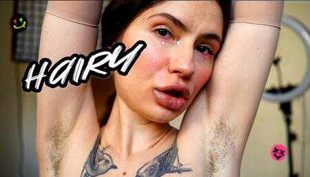 Hairy forearms and hairy pits tease