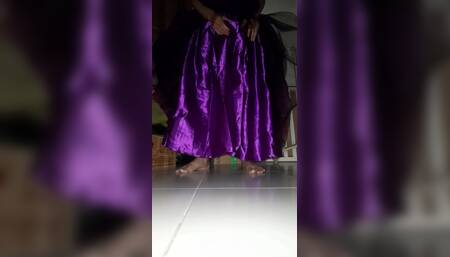 Satin Purple Ballgown Masturbation