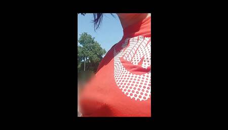 Braless and Horny in Outdoor