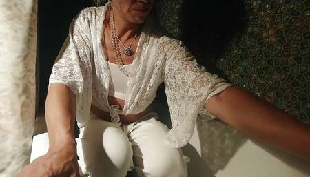 Wet in Shower in White Clothes and Underwear...