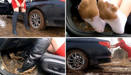SEXY PREMIERE: Car stuck in deep mud in BMW 5-series_FullHD