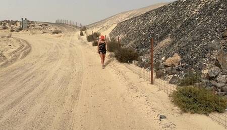 Girl pee in pants on public road