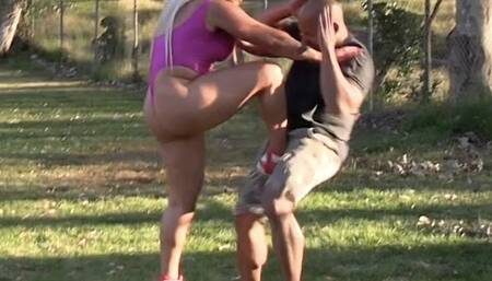 Muscle Girl Ball Busting - CBT