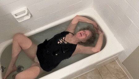 Entering The Water And Underwater In My Clingy Satin Slip