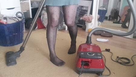 Messy vacuuming, legos, sock, pantyhose and feet
