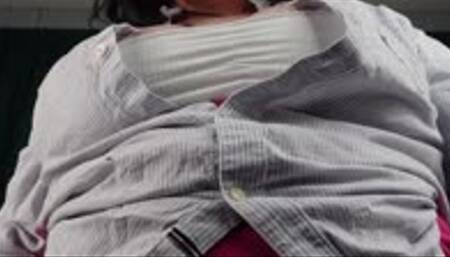 Businesswoman Rapid Growth from Coffee! Button Down shirt and Bra Destruction MP4 720