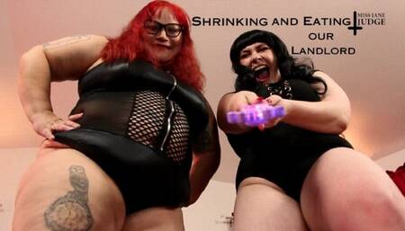 Shrinking and Eating our Landlord - featuring Rebel Rocker and Jane Judge, a tiny man pov with magic control, vore, mouth fetish, digesting, bbw belly fetish, and big boob squishing on Science Friction