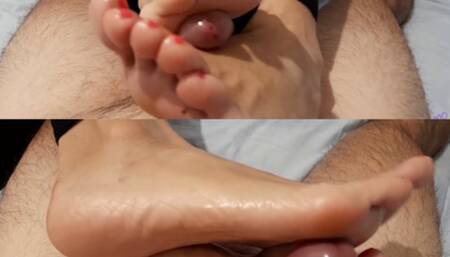 Pink toenails stress relief footjob in 2 positions (MOBILE VERSION)
