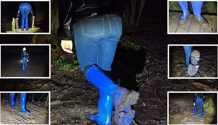 Muddy Walk in Platform Wellies