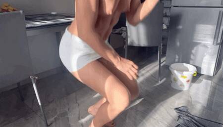 her pussy can air out while she does wet cleaning (MOV)