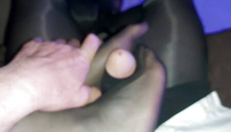 Nylon Footjob Foreplay