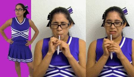 Cheerleader eRica loses her head cheerleading position & drinks the football teams cum to prove her dedication to the team!