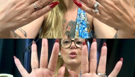 Hand worship - The most perfect hands you will see today baby - Picking up objects, putting cream on your hands - Long hands, long fingers, Long red nails