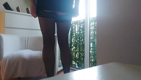 In Lingerie in the Window Anal Plug and Dildo
