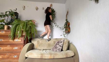 stuck behind the sofa