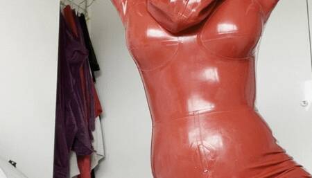 latex rubber catsuit and hoods and but plugs tease and cum and boots