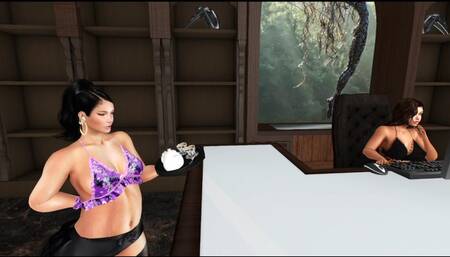 Topless female pro wrestling: Venomous Nicole vs her maid LOW