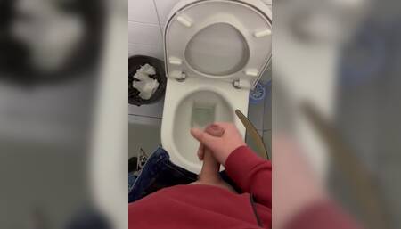 My Dick Cums in a Public Toilet Close up