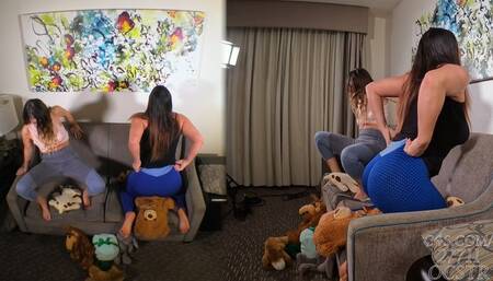 Megan Jones and Constance Plushies Squished under Amazing Asses - Above and Side Views 4K