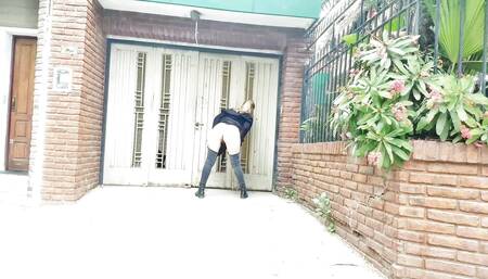 Walking Down the Street Without Panties in Short Skirt Showing off Pussy to Sex Hard