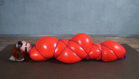 Inflatable red bondage and rope bondage with gag