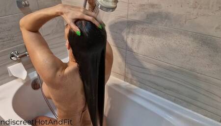 0318 MILF washing her long hair